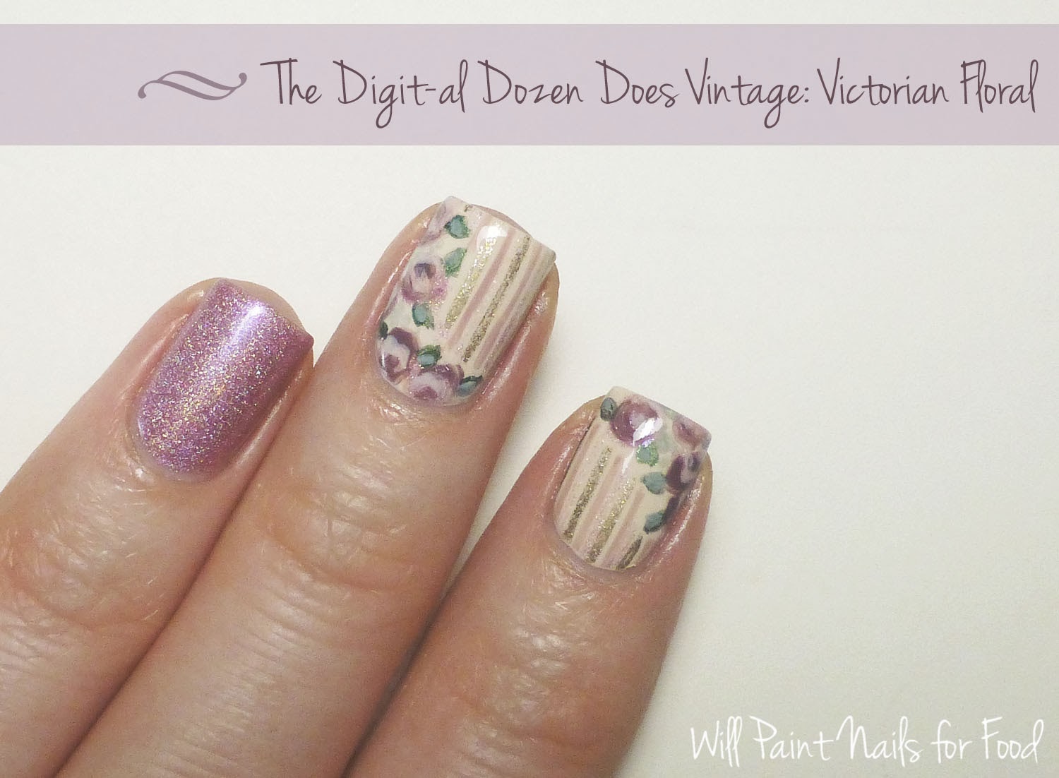 Will Paint Nails for Food The Digital Dozen Does Vintage Victorian Floral with SoFlaJo Pink
