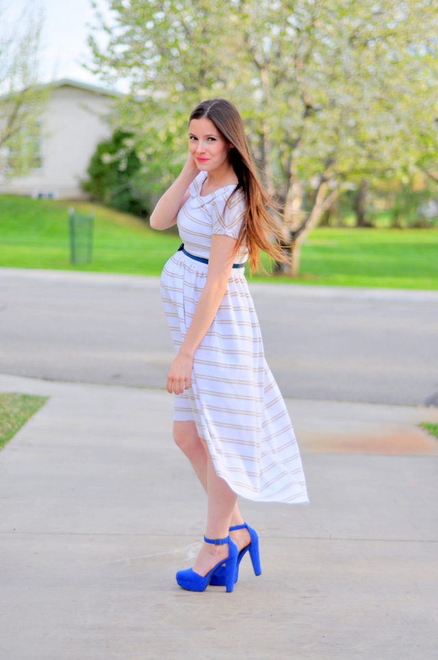 Maternity Striped Dress With Shoe Maternity Striped Dress With Shoe