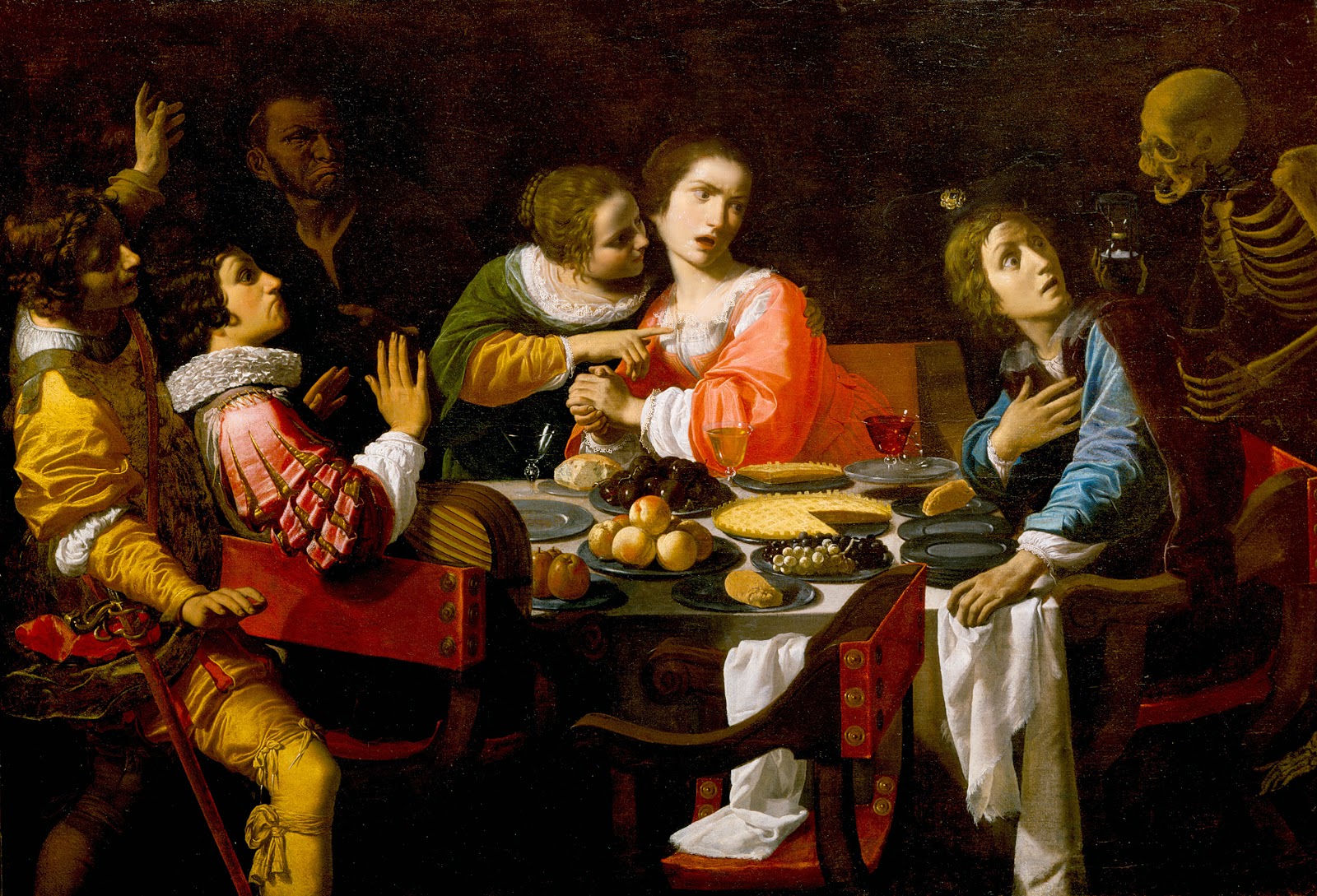 La morte appare durante un banchetto, o La Vanità dei beni terreni  (Giovanni Martinelli ca.1635)