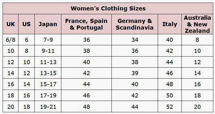 Womens Medium Size Chart