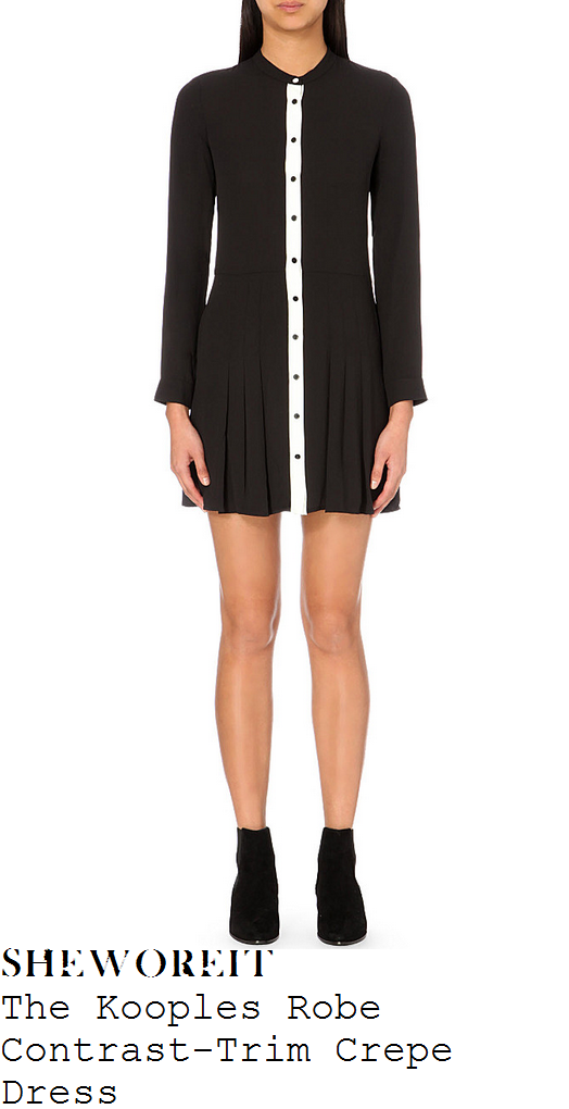 holly-willoughby-black-white-long-sleeve-button-up-flared-pleated-mini-dress-this-morning holly-willoughby-black-white-long-sleeve-button-up-flared-pleated-mini-dress-this-morning