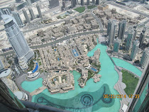 View from the top (124th floor observation deck) of Burj Khalifa, Dubai, on nearby skyscrapers!