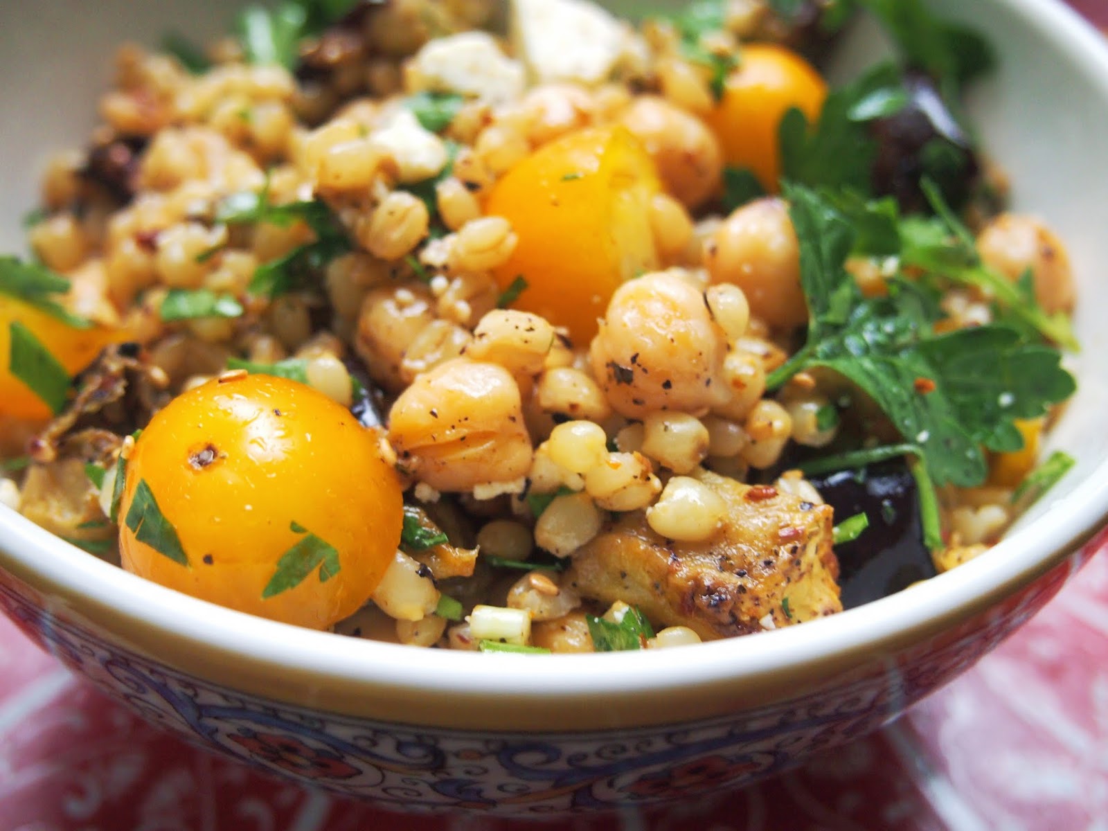 An Avocado A Day Eggplant, Chickpea and Wheat Berry Salad