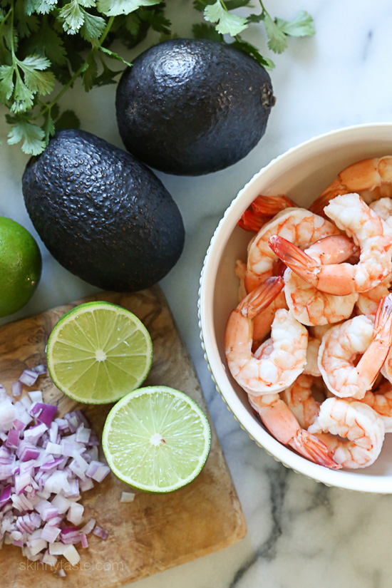 Zesty Lime Shrimp and Avocado Salad Zesty Lime Shrimp and Avocado Salad – a delicious, healthy salad made with shrimp, avocado, tomato, lime juice, jalapeno and cilantro. No cooking required and super EASY! Gluten-free, low-carb, whole30, clean eating, paleo and low calories.