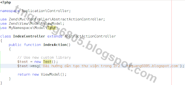 Test load namespace mới trong IndexController, module Application