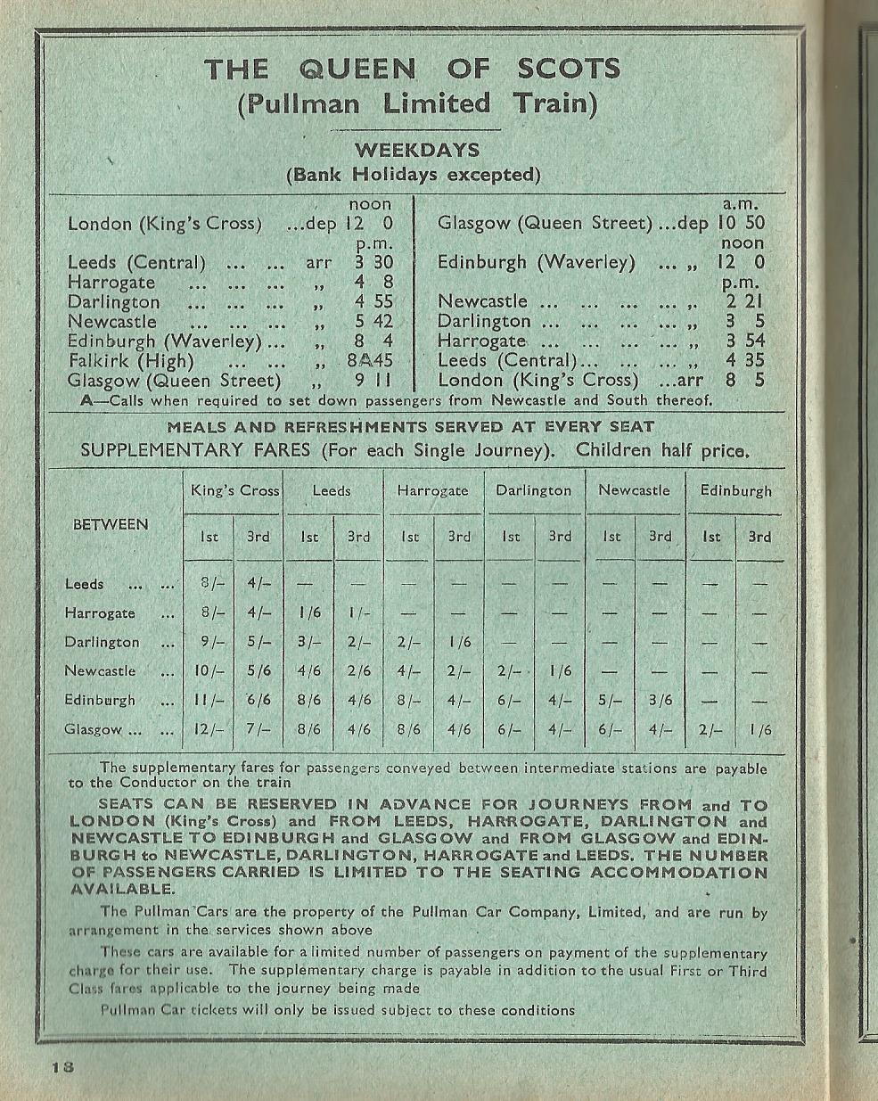 THE QUEEN OF SCOTS PULLMAN LIMITED EXPRESS TRAIN 1950 UK BRITISH