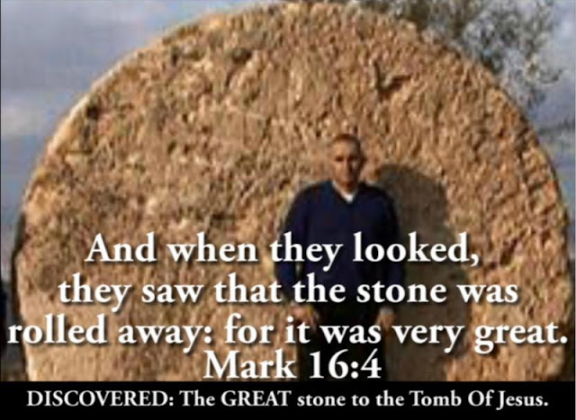 The GREAT STONE of Mark 16:4, at Mount Nebo.
