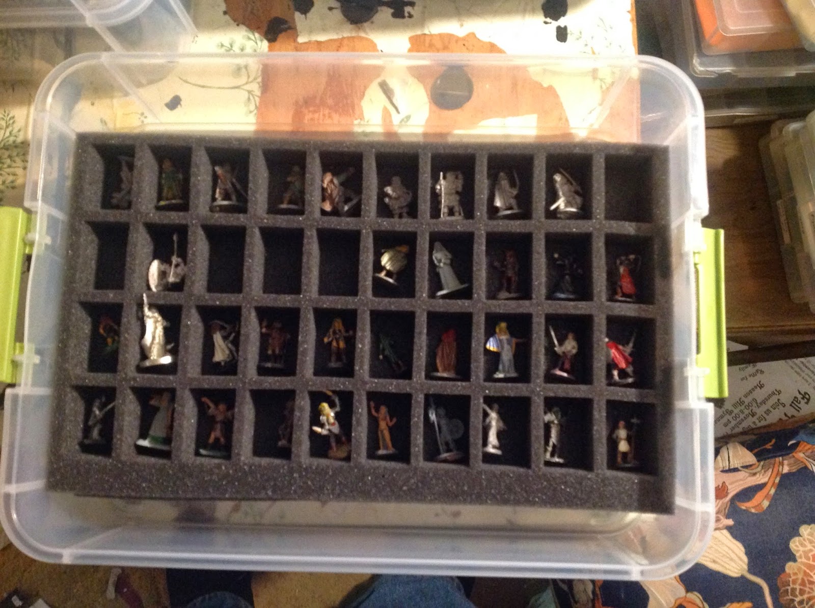 Bat In The Attic Storing Propiniatures For Your Tabletop As For The Plastic Miniatures I Own Took Two Stacks Of Smaller Sterlite Bins Six Total Bought Some Storage Compartment Liner