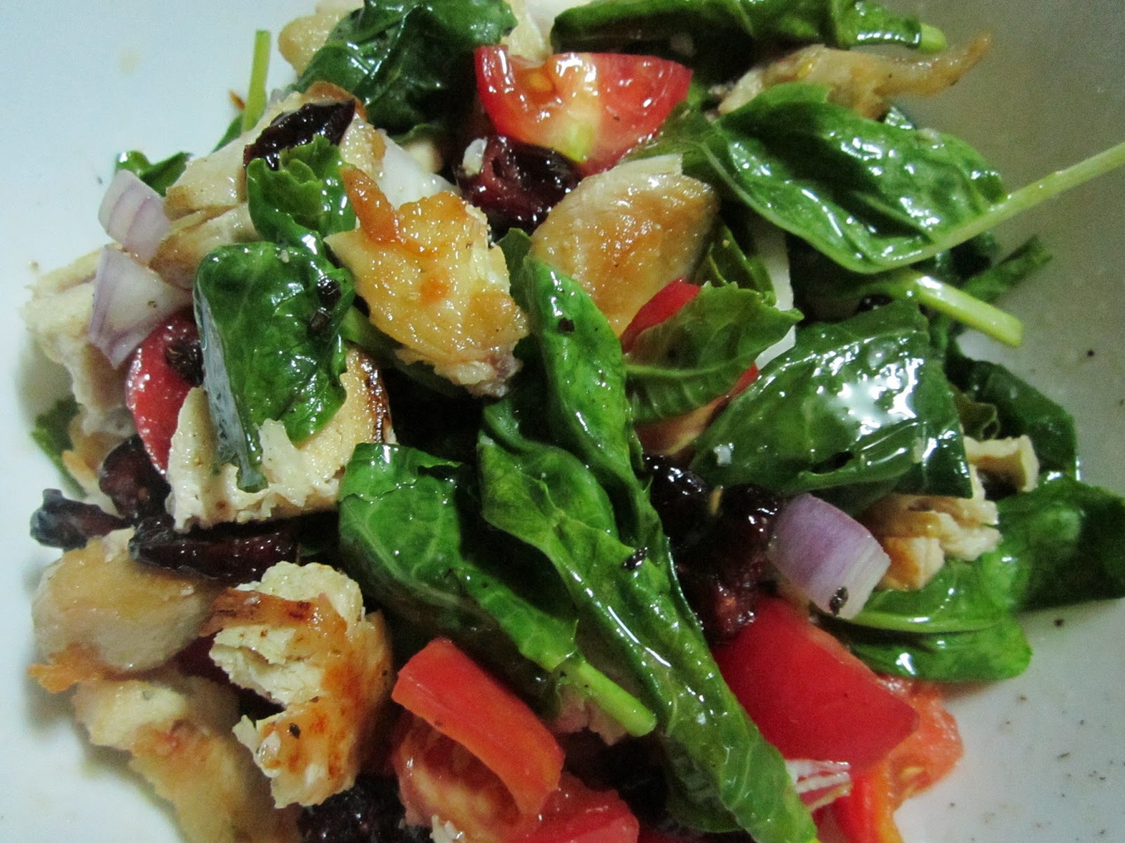 Kale Salad with Panfried Chicken and Cranberries