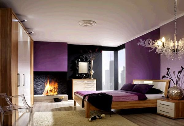 Habitación con paredes violetas - Ideas para decorar dormitorios