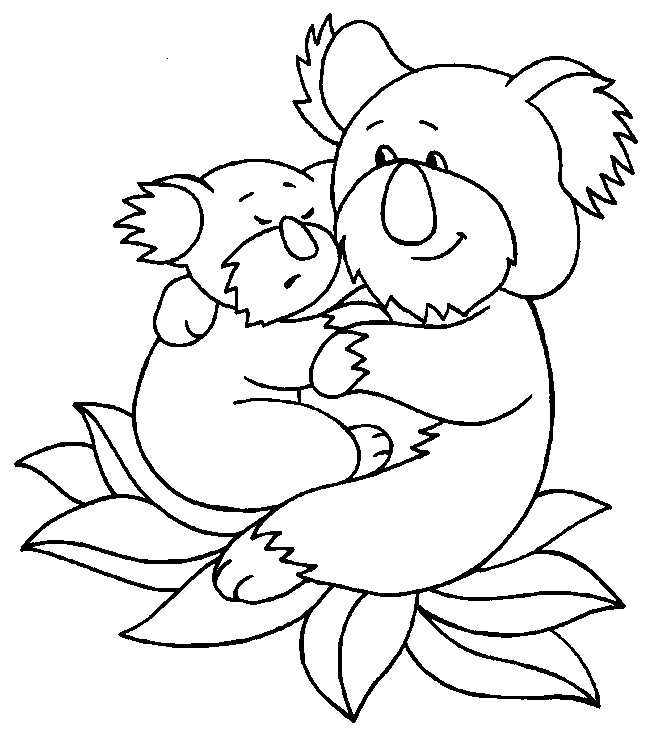 Art Books: Animal Coloring Pages - Koala and Bear Animal Free Coloring Sheet