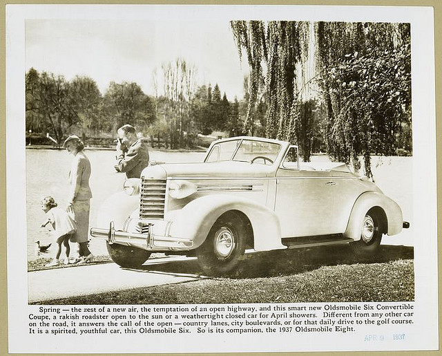 1937 Oldsmobile Six Convertible Coupe Family outing