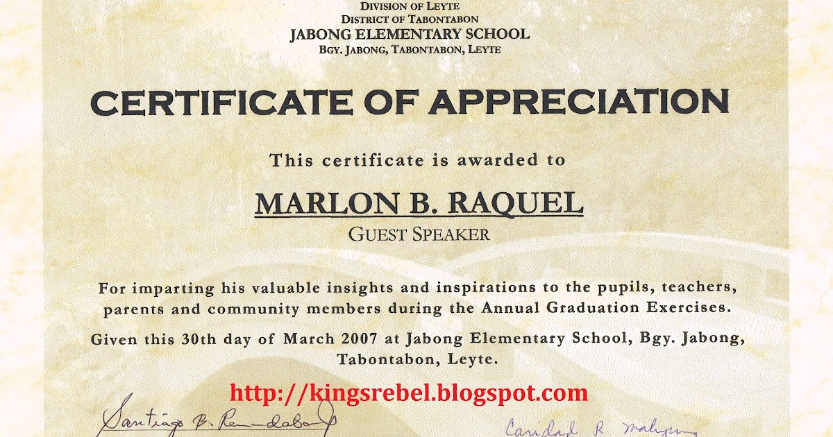 Tidbits and Bytes: Example of Certificate of Appreciation, Guest