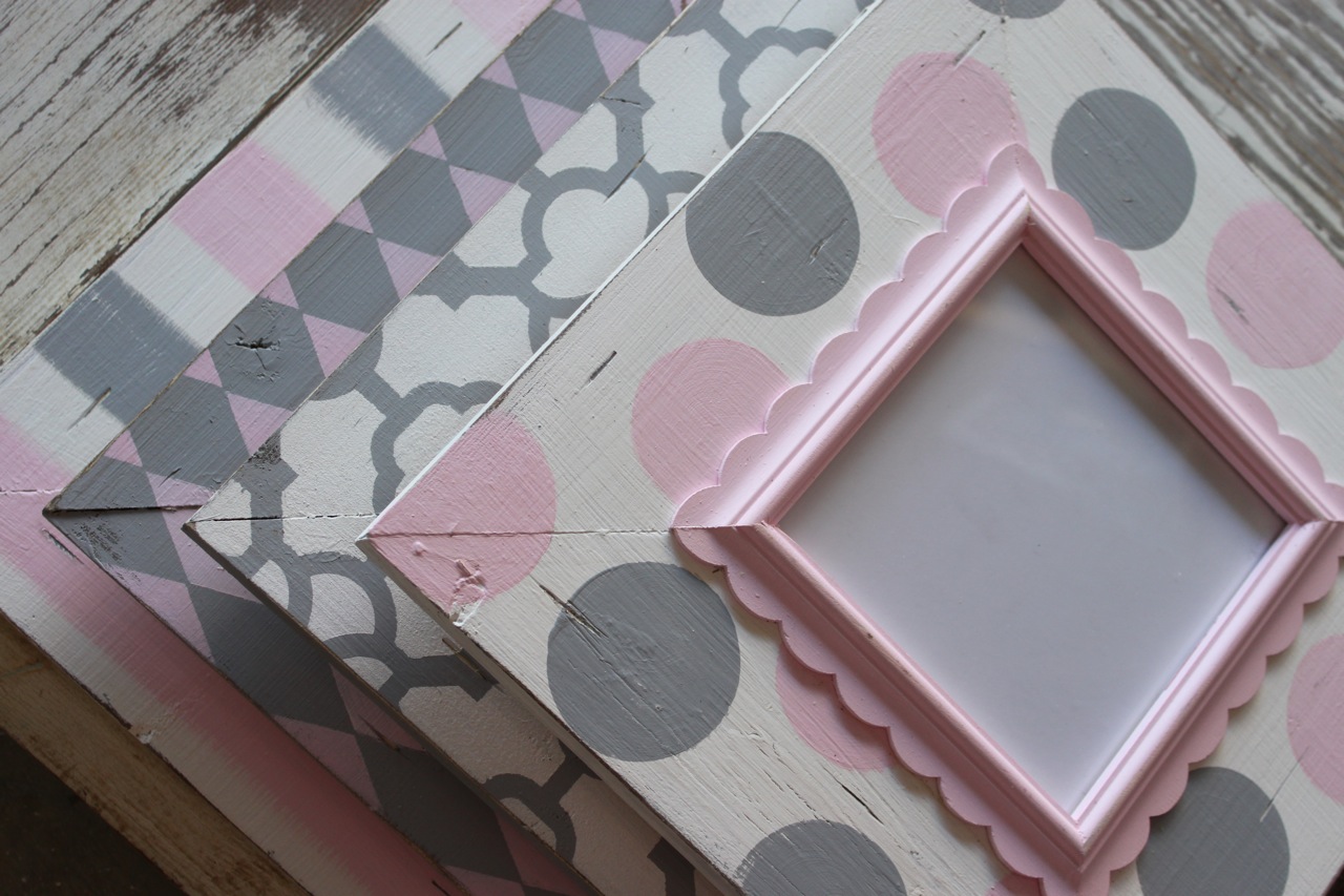 Delta Girl Distressed Frames pink and grey nursery