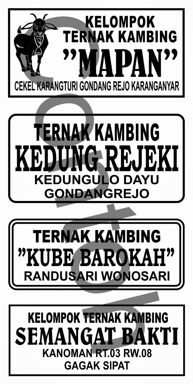 Contoh Stempel Kelompok Ternak Kambing / Sapi / Ayam