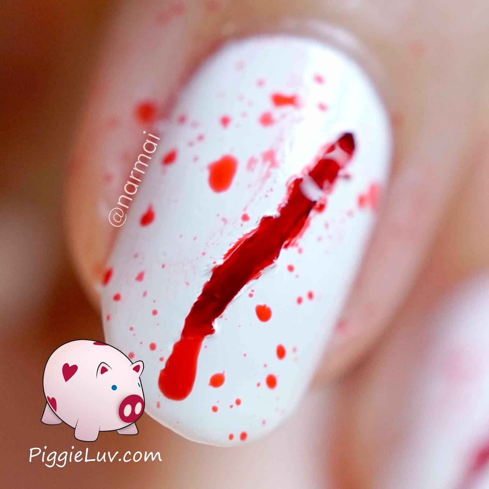 PiggieLuv Bloody scratches nail art for Halloween