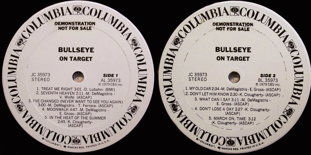 BULLSEYE - On Target (1979) vinyl inserts