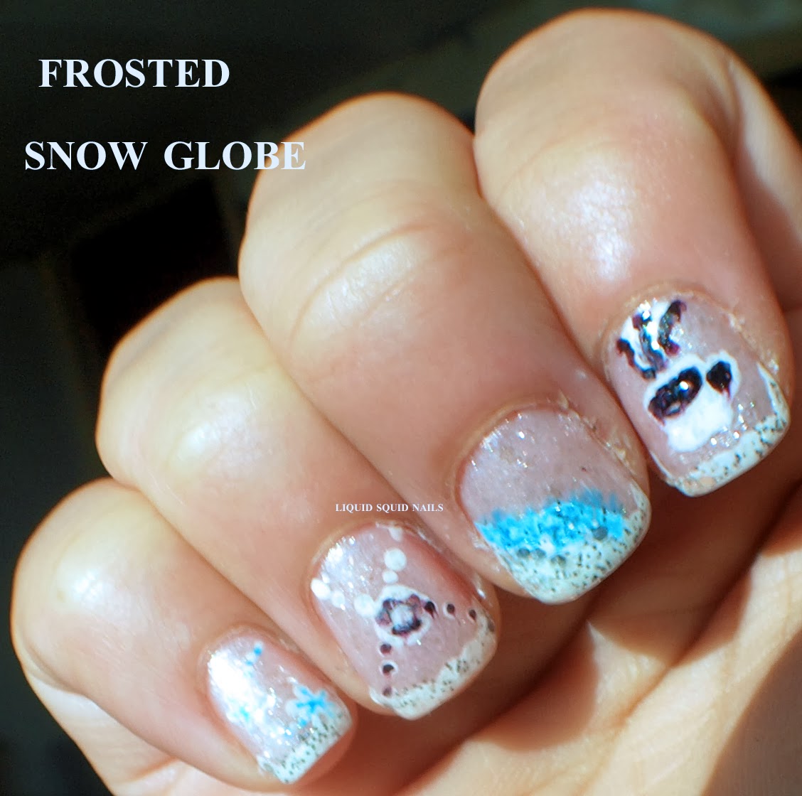  Day 27 Frosted Snow Globe Nail Design Nail art