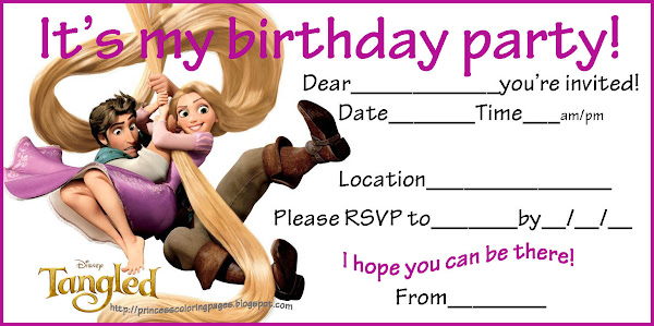 Free Printable Tangled Birthday Invitations