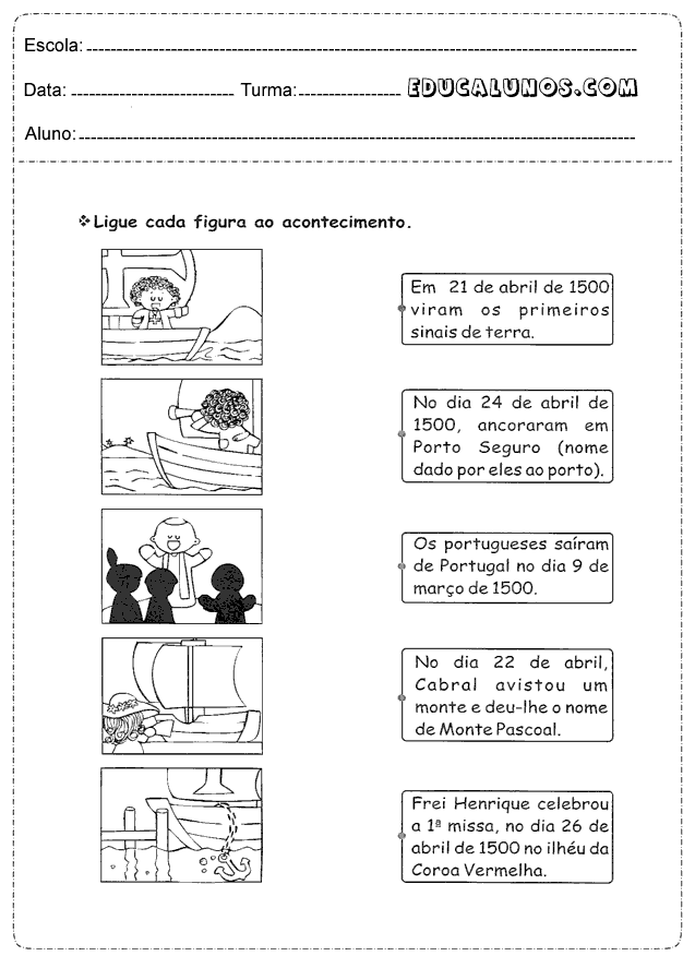 Ligue cada figura ao acontecimento