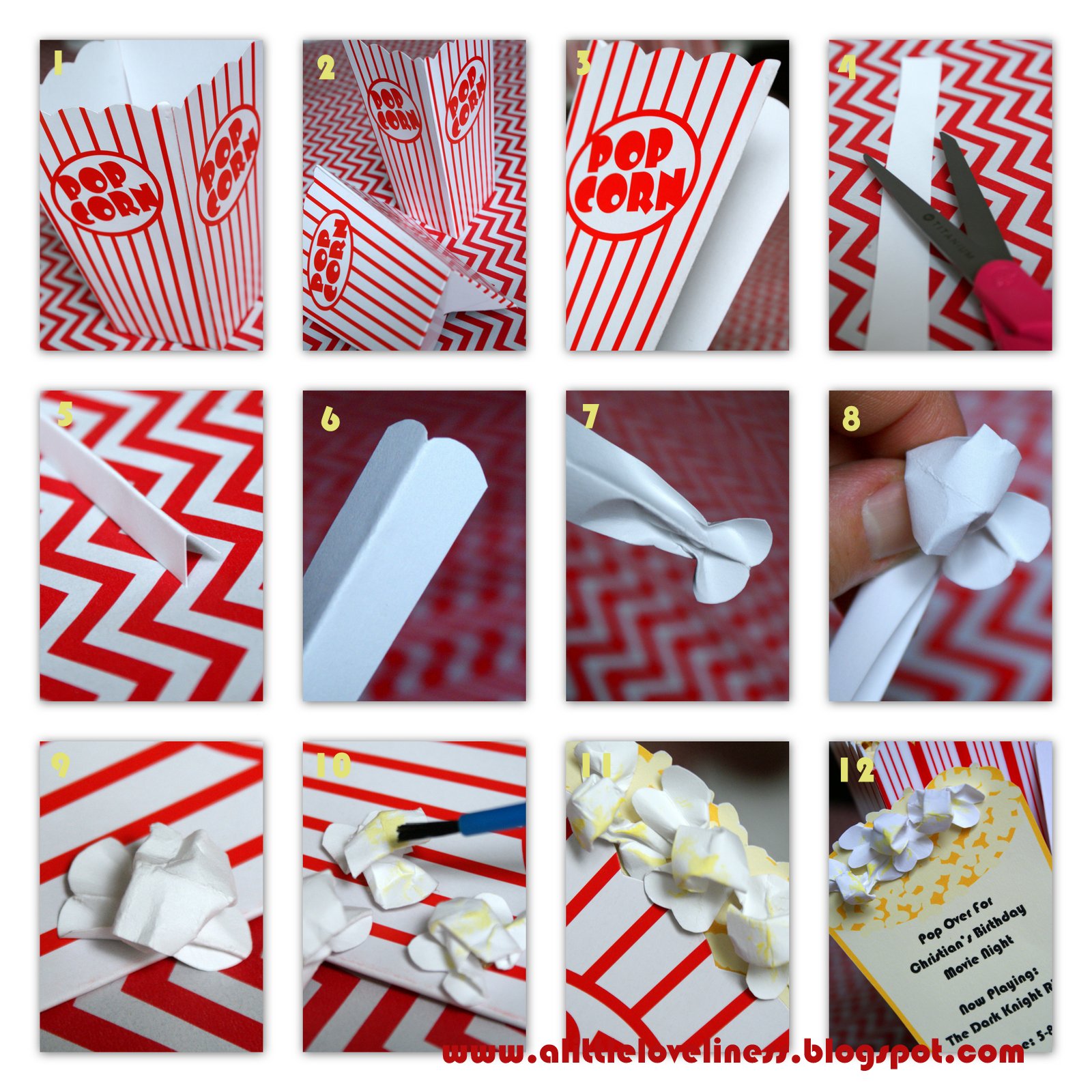 A Little Loveliness Popcorn Movie Party Invitation Tutorial