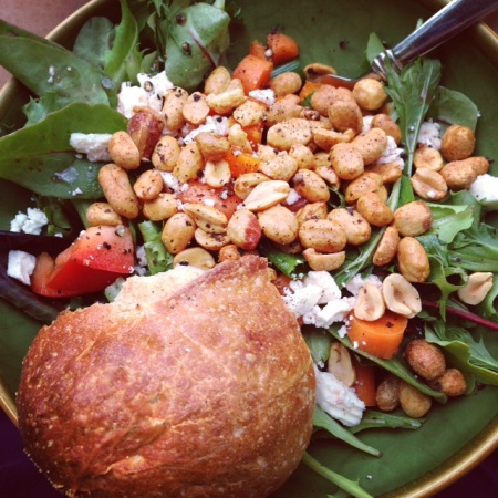 Dry roasted peanuts on salad in Memorial Day