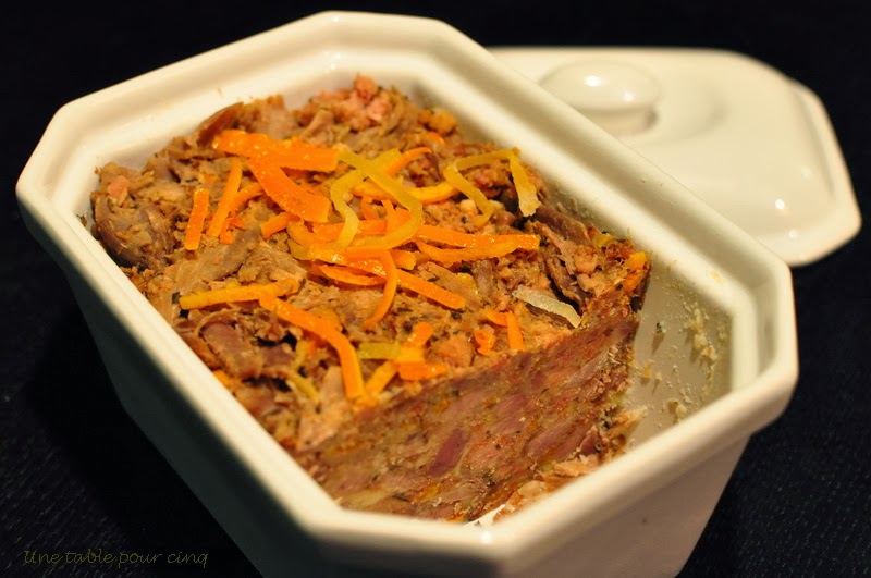 Une table pour cinq Terrine de canard aux agrumes