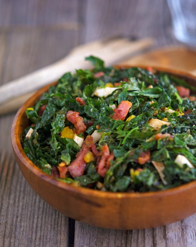 The Iron You Shredded Kale Salad with Pancetta and HardBoiled Egg