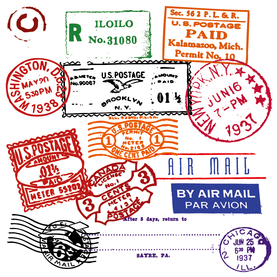 スタンプのデザイン見本 foreign stamp postmark vector イラスト素材2