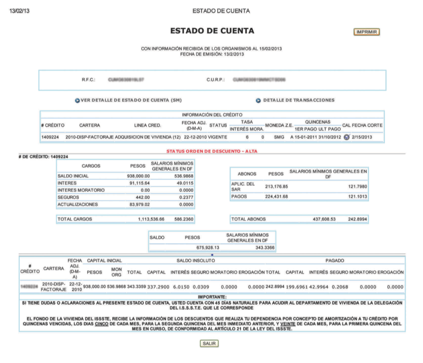 HIPOTECA FOVISSSTE ESTADO CUENTA CREDITO VIVIENDA hipoteca fovissste estado cuenta credito vivienda: