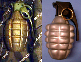 Two inert grenades. 
