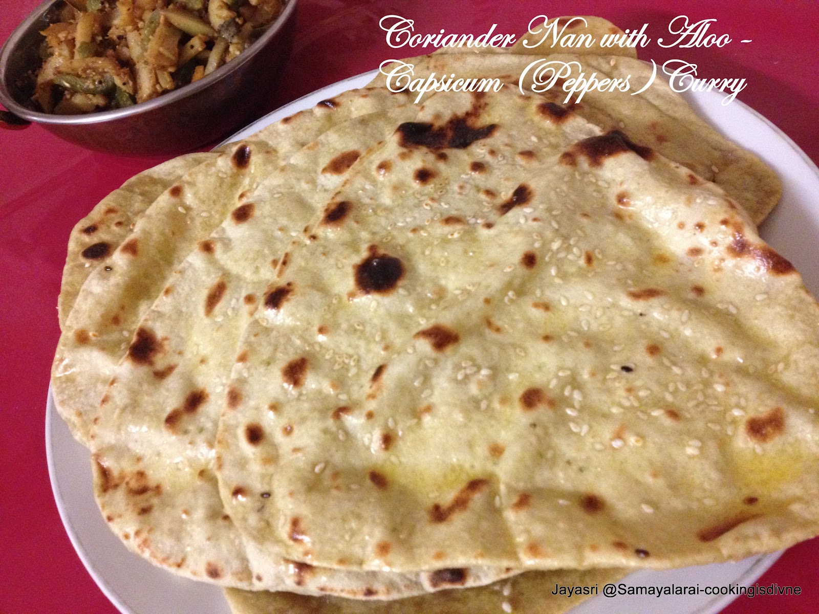 Samayalarai Coriander Nan ( Indian flat bread )