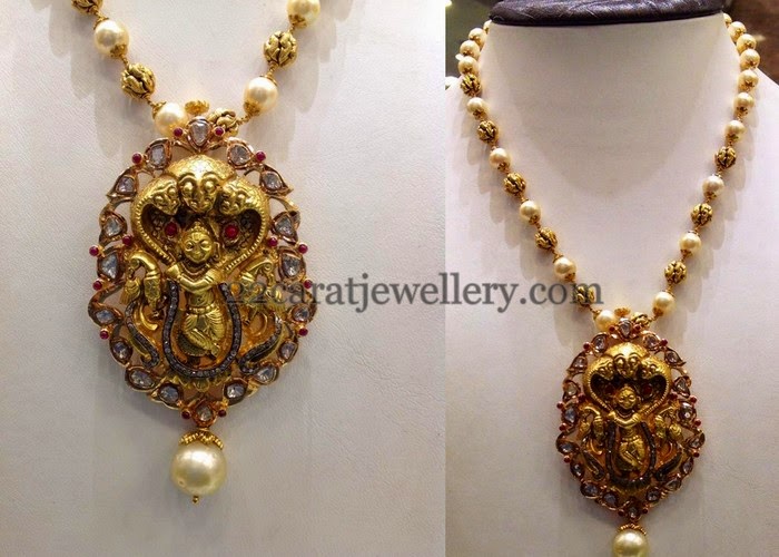 Krishna Locket with Pearls Chain Jewellery Designs
