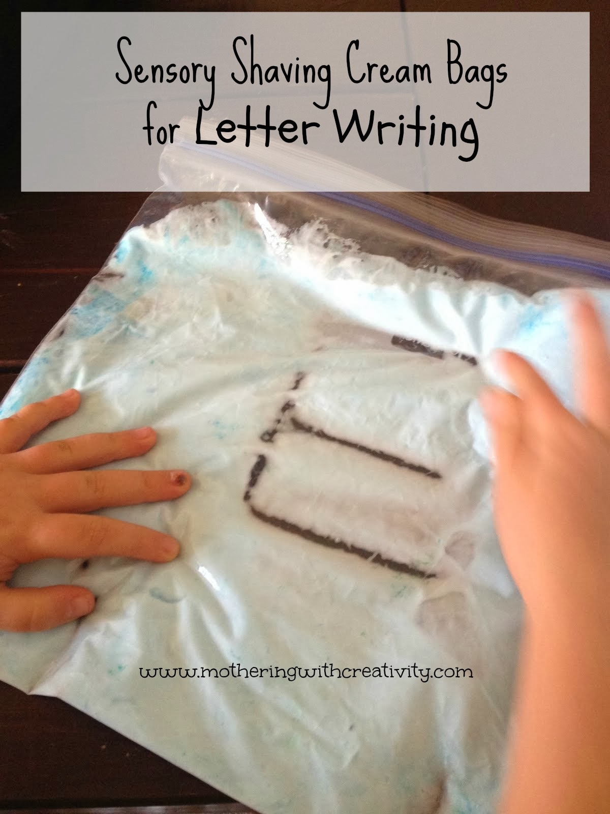 Mothering with Creativity Shaving Cream Writing