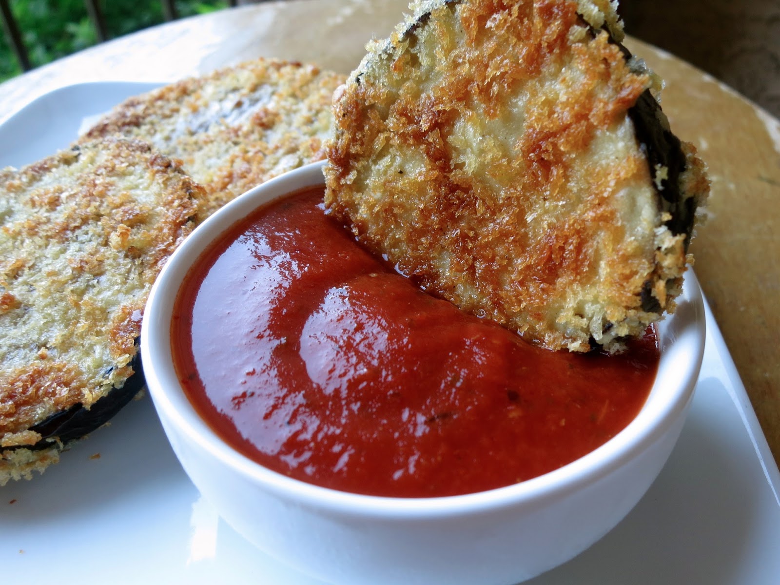 Almost Italian Crispy Baked Eggplant with Marinara