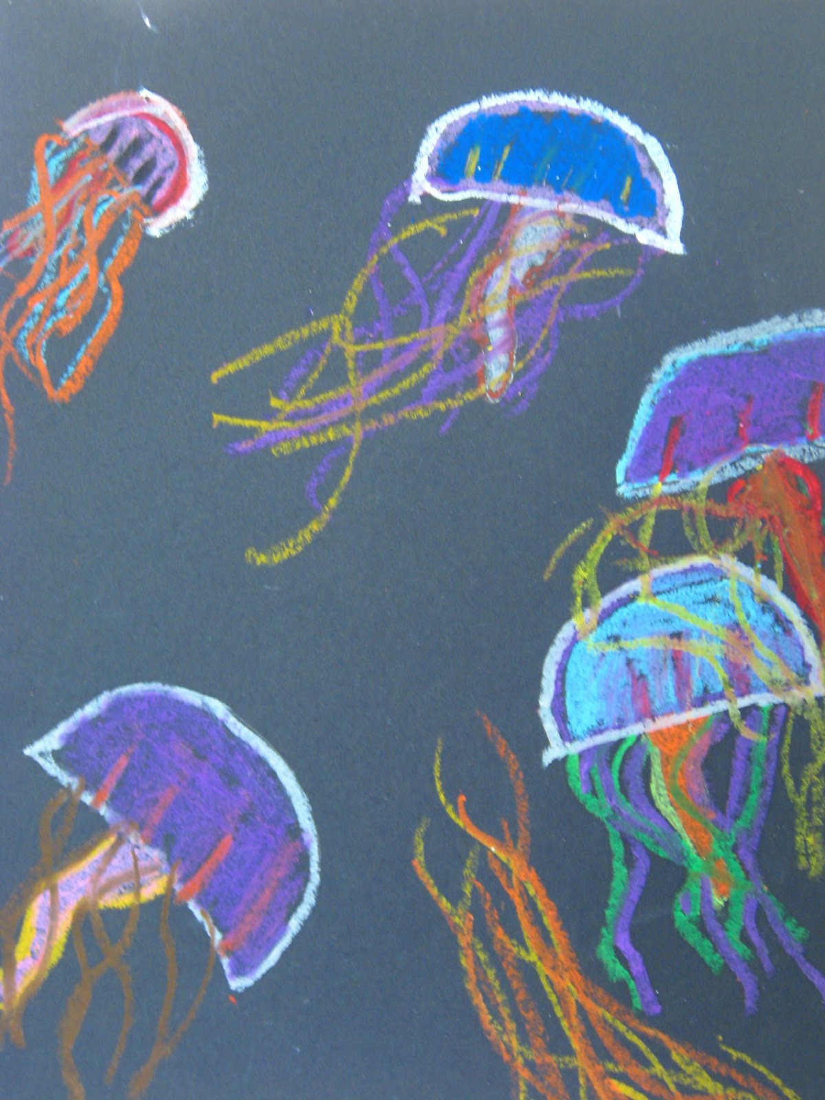 Miss Young's Art Room 3rd Grade Oil Pastel Jellyfish