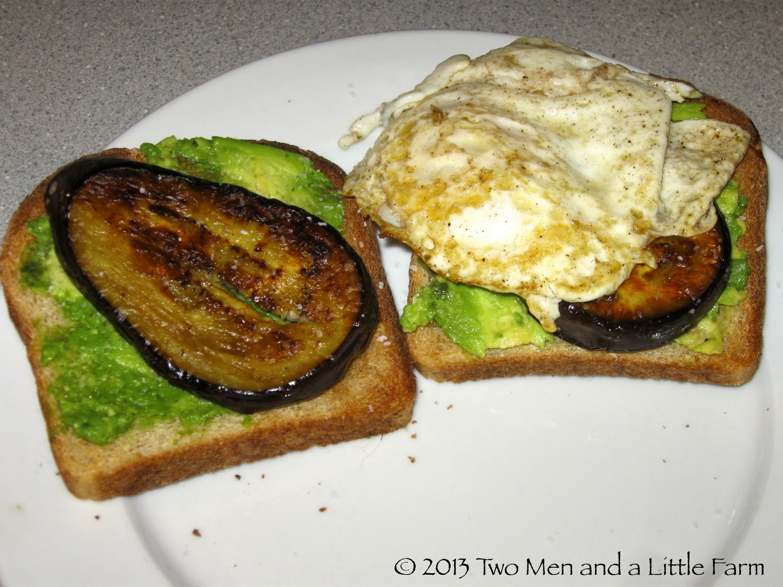 Two Men and a Little Farm AVOCADO AND EGGPLANT SANDWICH
