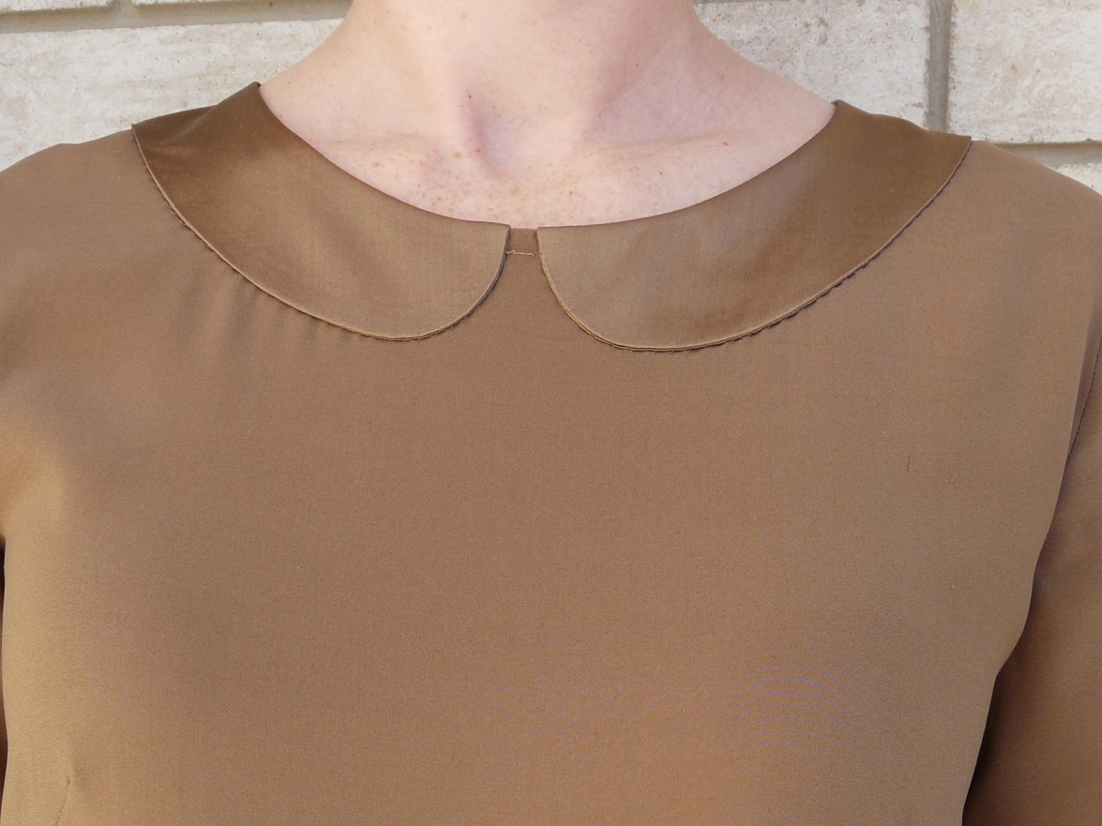Amanda's Adventures in Sewing Peter pan collar blouse in taupe stretch