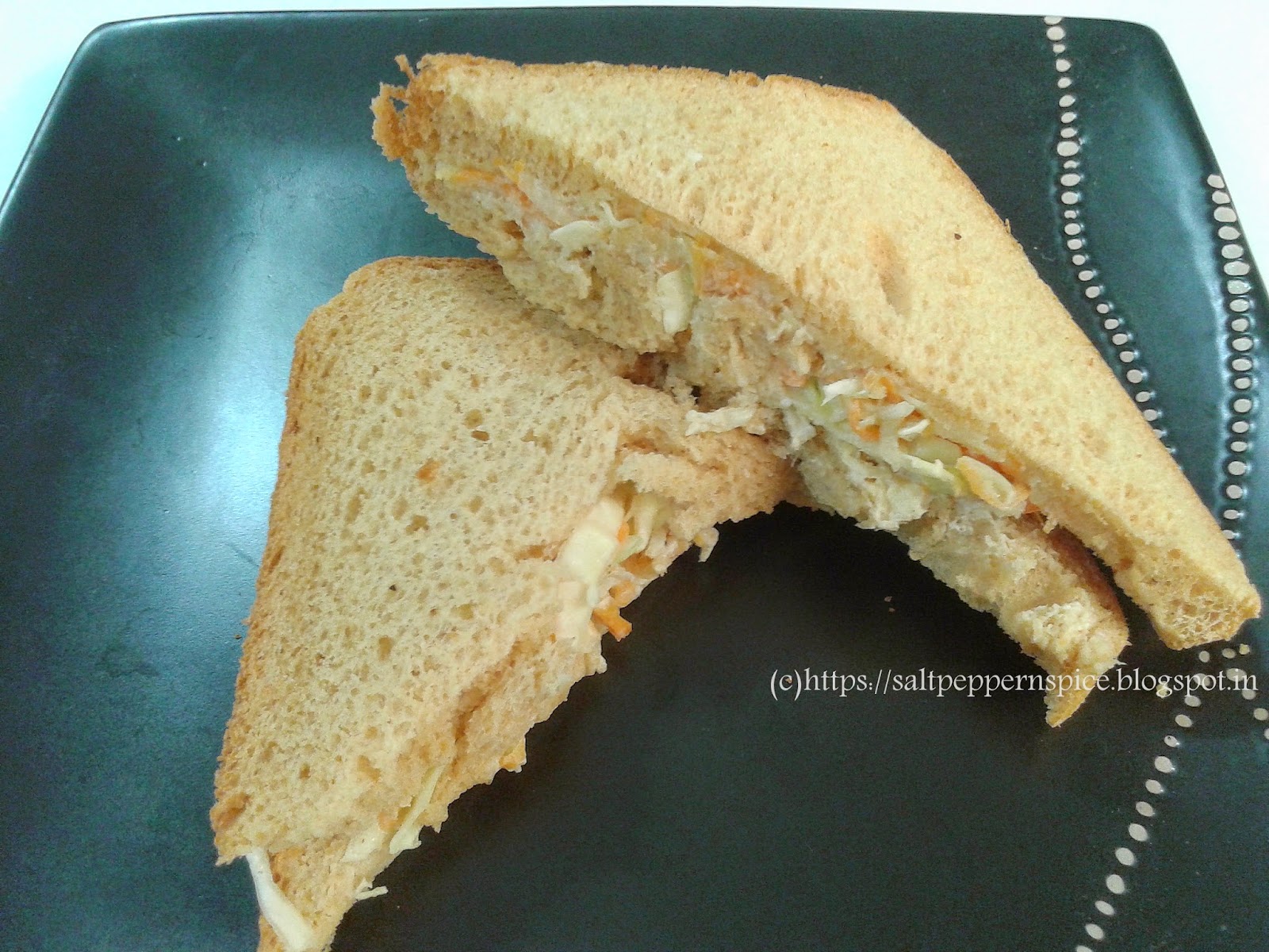 Salt and Pepper (With a Lot of Spice!) Veg Coleslaw Sandwich Recipe