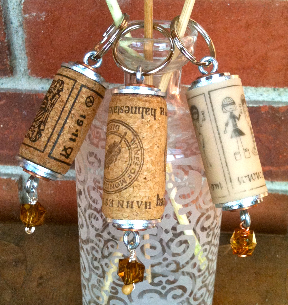 Artful Panoply Wine Cork Keychains