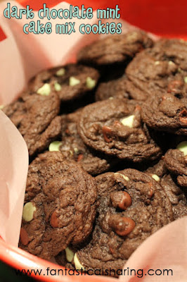 Dark Chocolate Mint Cake Mix Cookies | Fudgy, chewy cookies with loads of chocolate and mint in every bite - and only need 4 ingredients #Cookielicious #SundaySupper