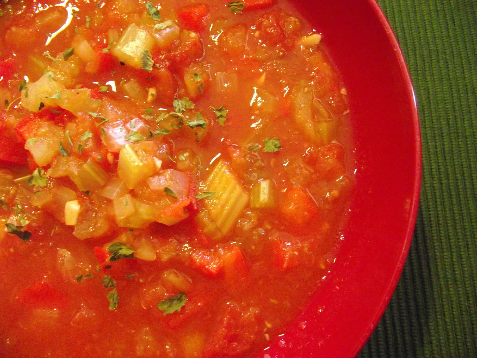 Rocket and Roses Vegan Kitchen Celery, Tomato and Red Pepper Soup