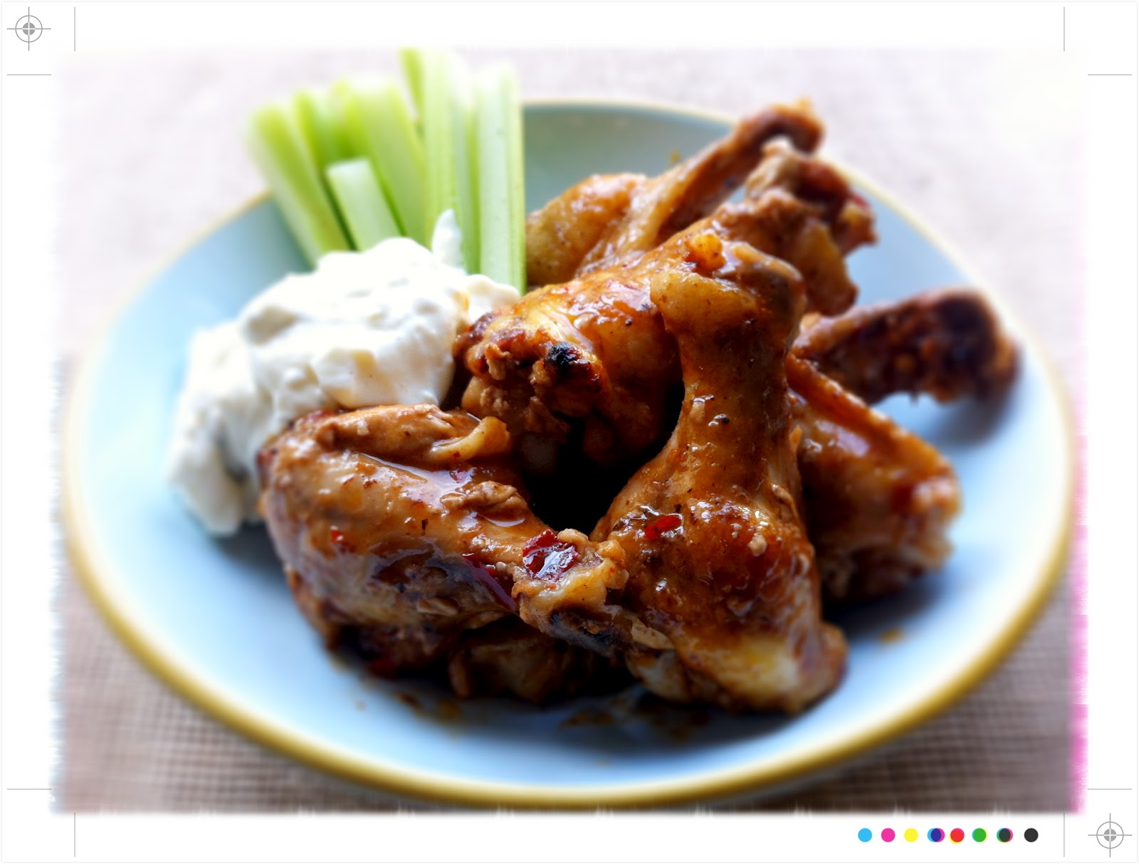 Toast Chipotle Chicken Wings with Blue Cheese Dressing and Celery