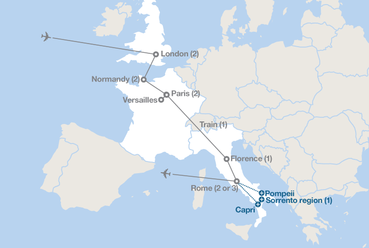 Our 2014 Europe Trip (Note: Our tour is actually in reverse of the picture shown.)