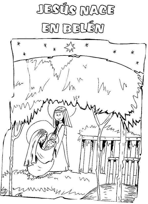 Imagen del Nacimiento de Jesús para colorear ~ Mi vida sin Cristo no