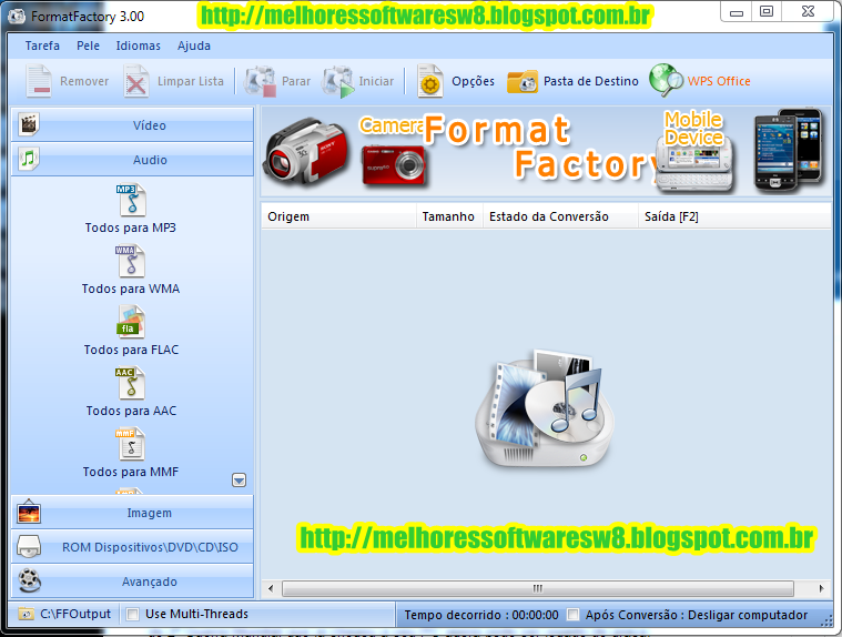 Melhores Softwares Format Factory 3.00 Converta arquivo de áudio