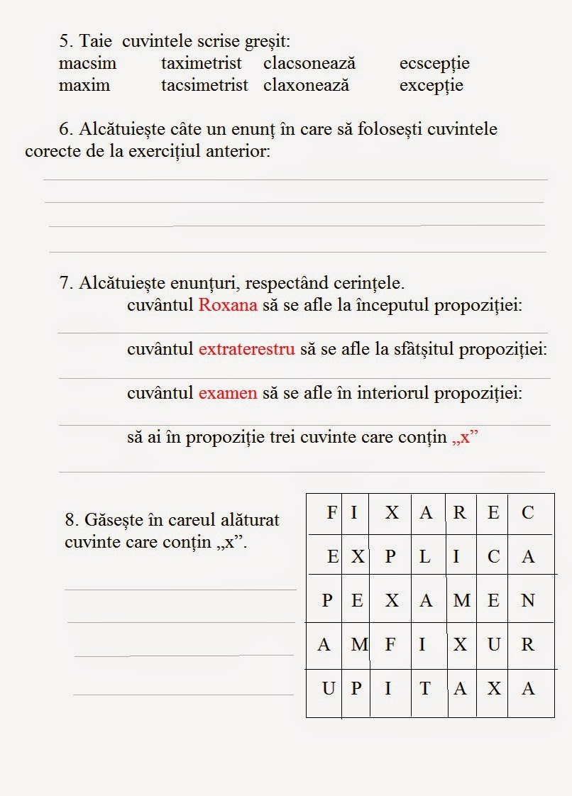 Lumea Lui Scolarel C L R Scrierea Cuvintelor Care Conțin X