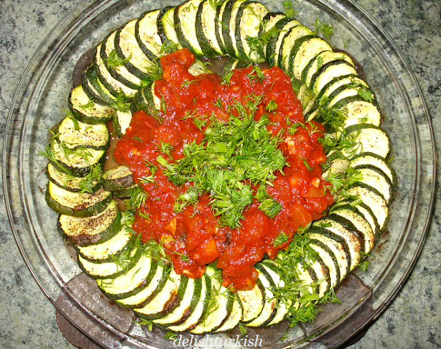 Delicious Turkish Food Recipes Baked Zucchini (Firinda Kabak)