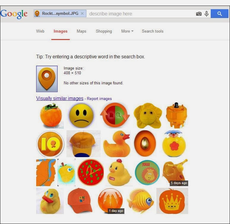Google interprets the image content and returns visually similar images
