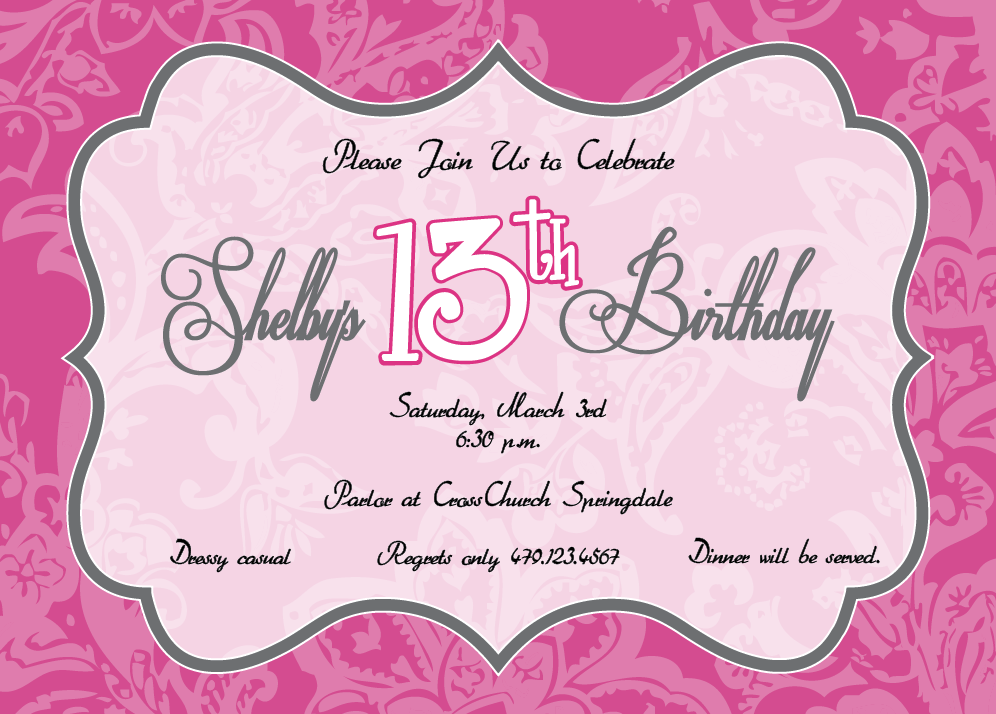 13th birthday invitations templates